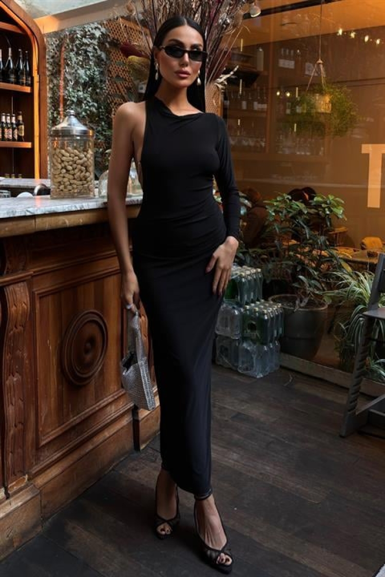 Elegant Dress With Back Chain And Cleavage - Sobe Istanbul - Globality Store - Women Clothes Wholesale Turkey