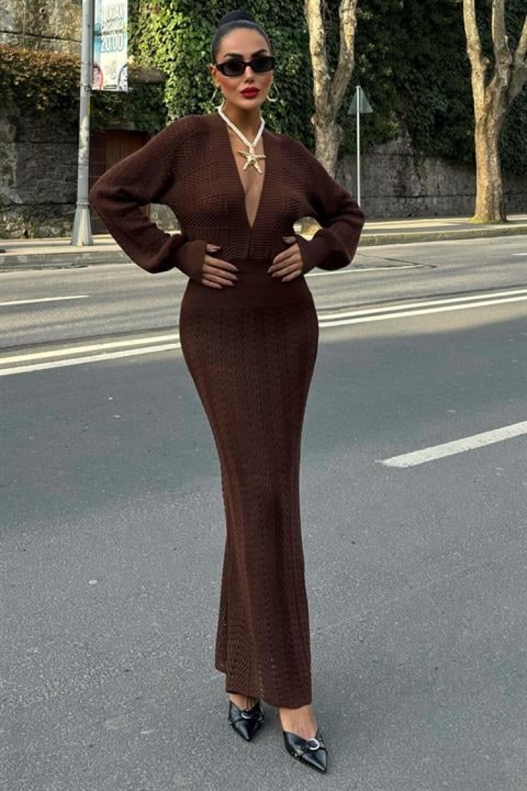 Laura Deep Neck Crochet Dress