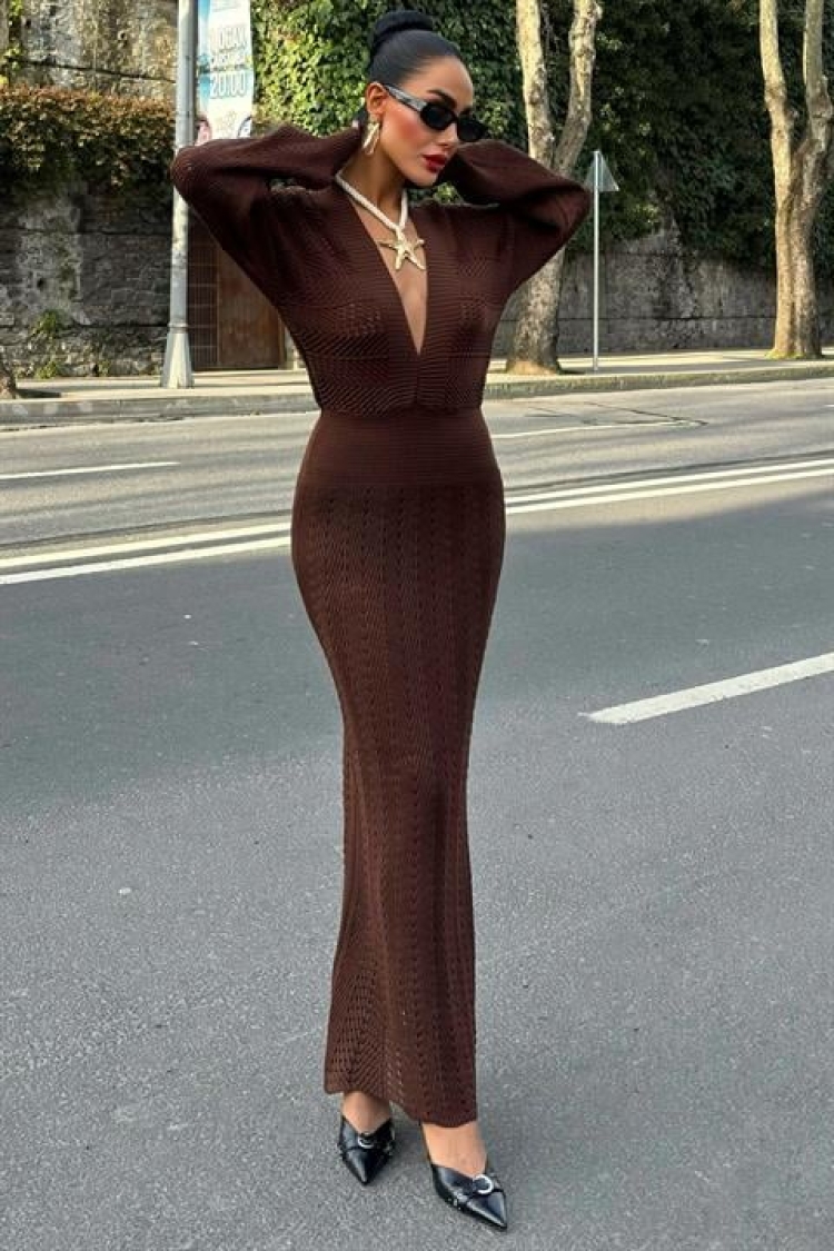 Laura Deep Neck Crochet Dress