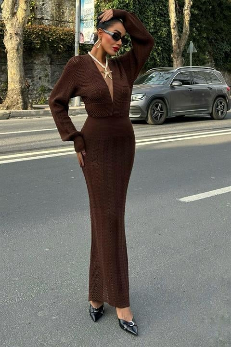 Laura Deep Neck Crochet Dress - Sobe Istanbul - Globality Store - Women Clothes Wholesale Turkey