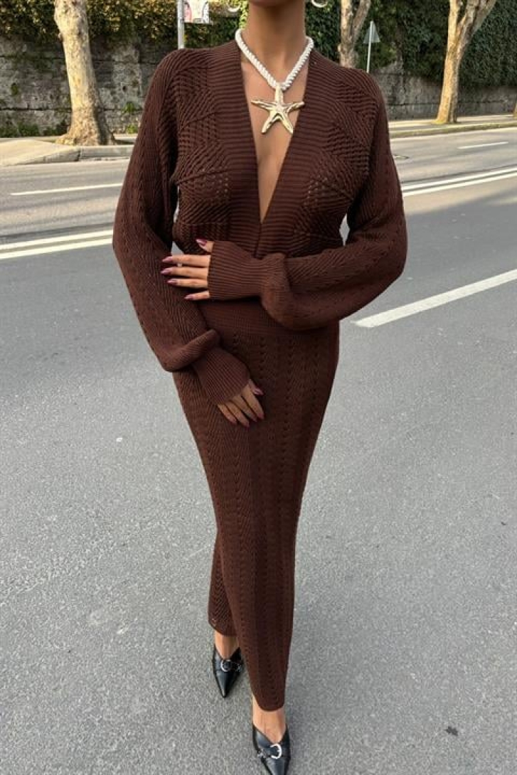 Laura Deep Neck Crochet Dress