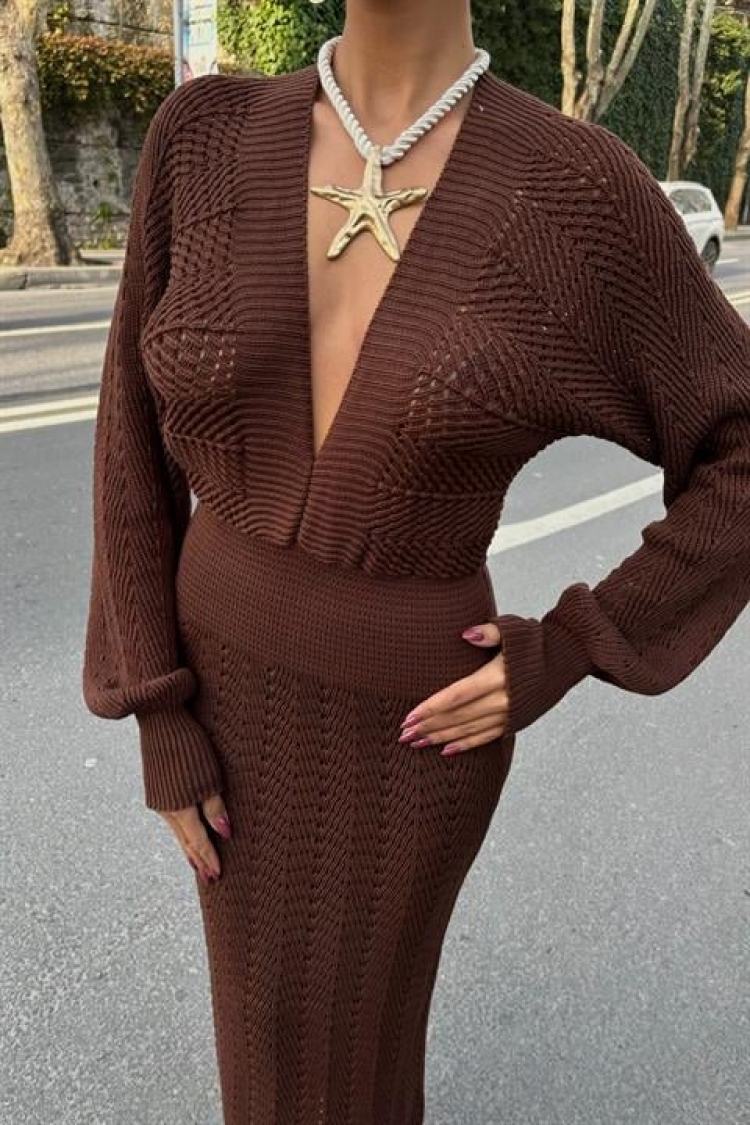 Laura Deep Neck Crochet Dress