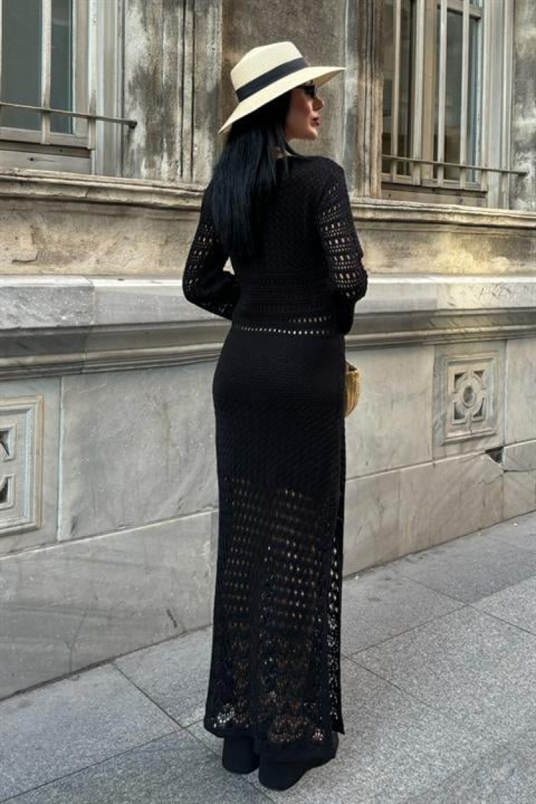Openwork Detailed Spanish Sleeve Dress