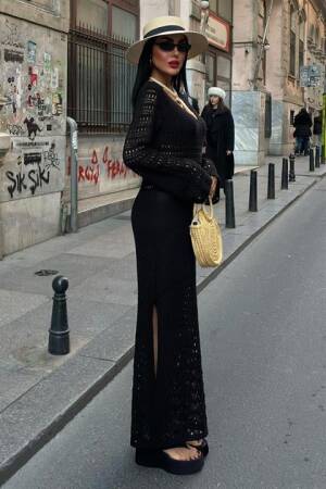 Openwork Detailed Spanish Sleeve Dress - Sobe Istanbul - Globality Store - Women Clothes Wholesale Turkey
