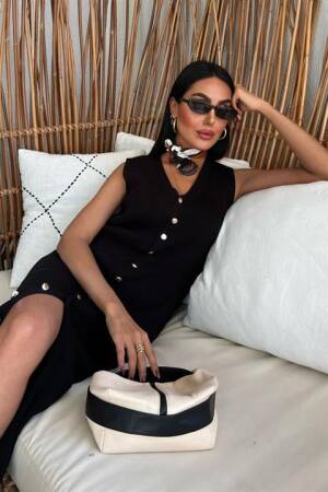 Front Buttoned Ribbed Sleeveless Dress - Sobe Istanbul - Globality Store - Women Clothes Wholesale Turkey
