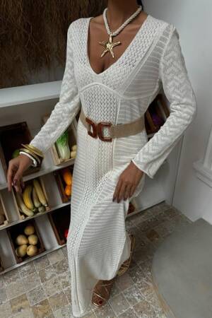 Openwork V Neck Dress - Sobe Istanbul - Globality Store - Women Clothes Wholesale Turkey