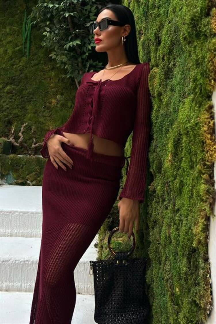 Crochet Tie Set - Burgundy