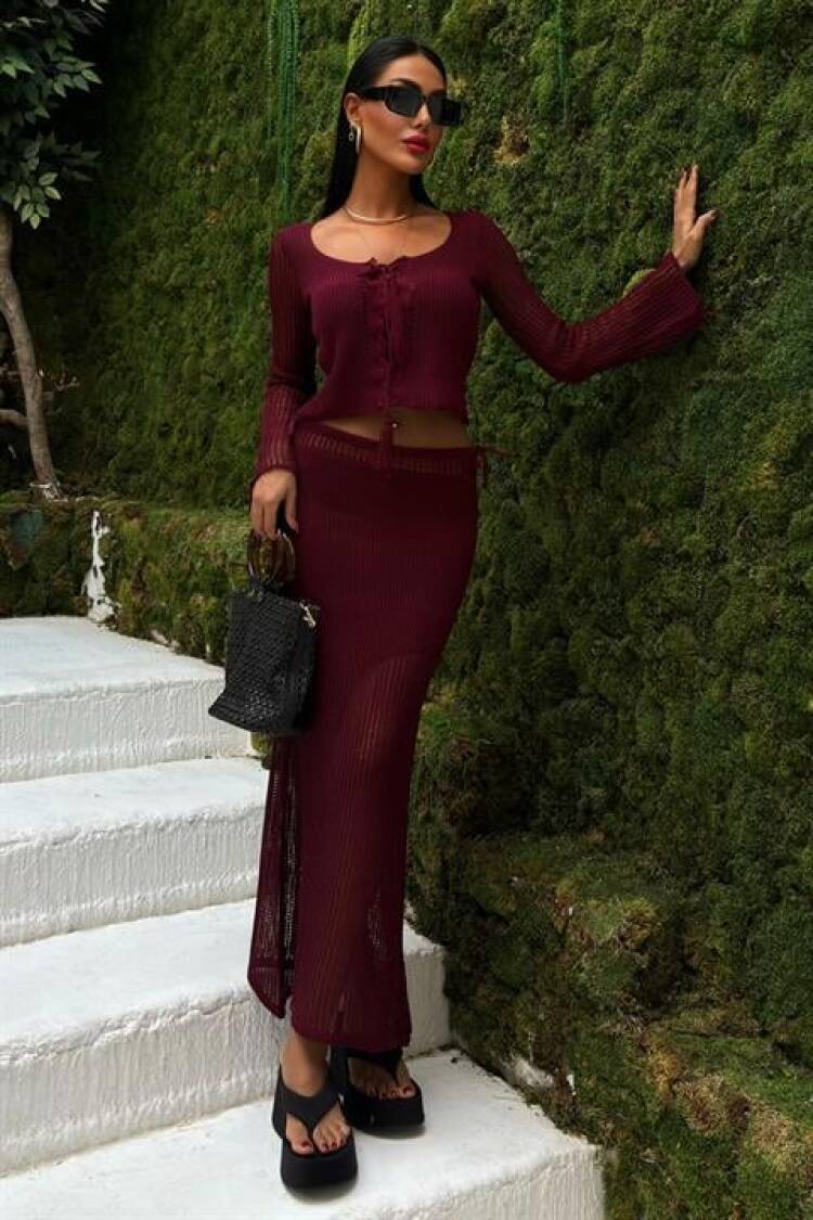 Crochet Tie Set - Burgundy