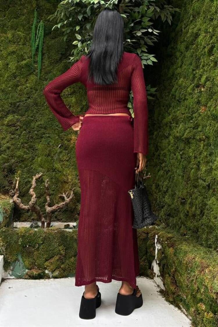 Crochet Tie Set - Burgundy