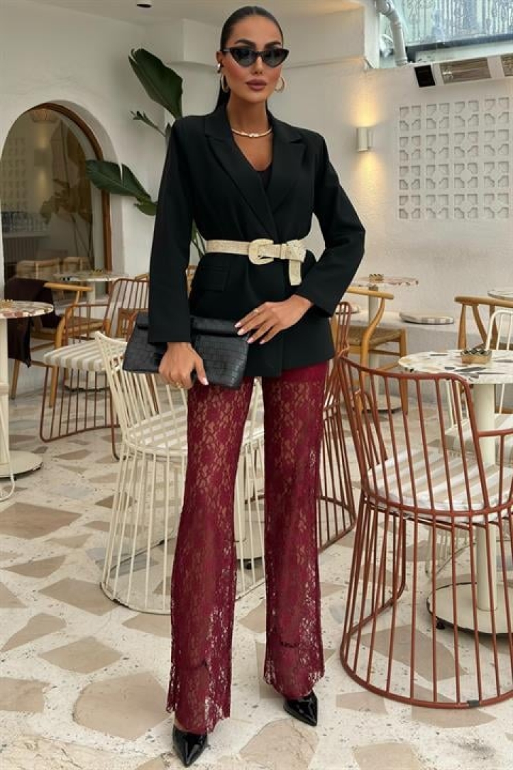 Lace Trousers With Inner Lining - Sobe Istanbul - Globality Store - Women Clothes Wholesale Turkey