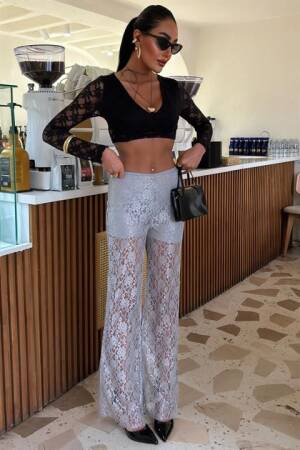 Lace Trousers With Inner Lining - Sobe Istanbul - Globality Store - Women Clothes Wholesale Turkey