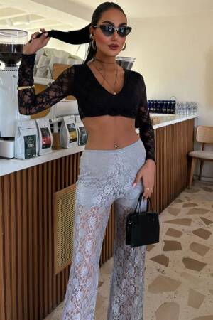 Lace Trousers With Inner Lining - Sobe Istanbul - Globality Store - Women Clothes Wholesale Turkey