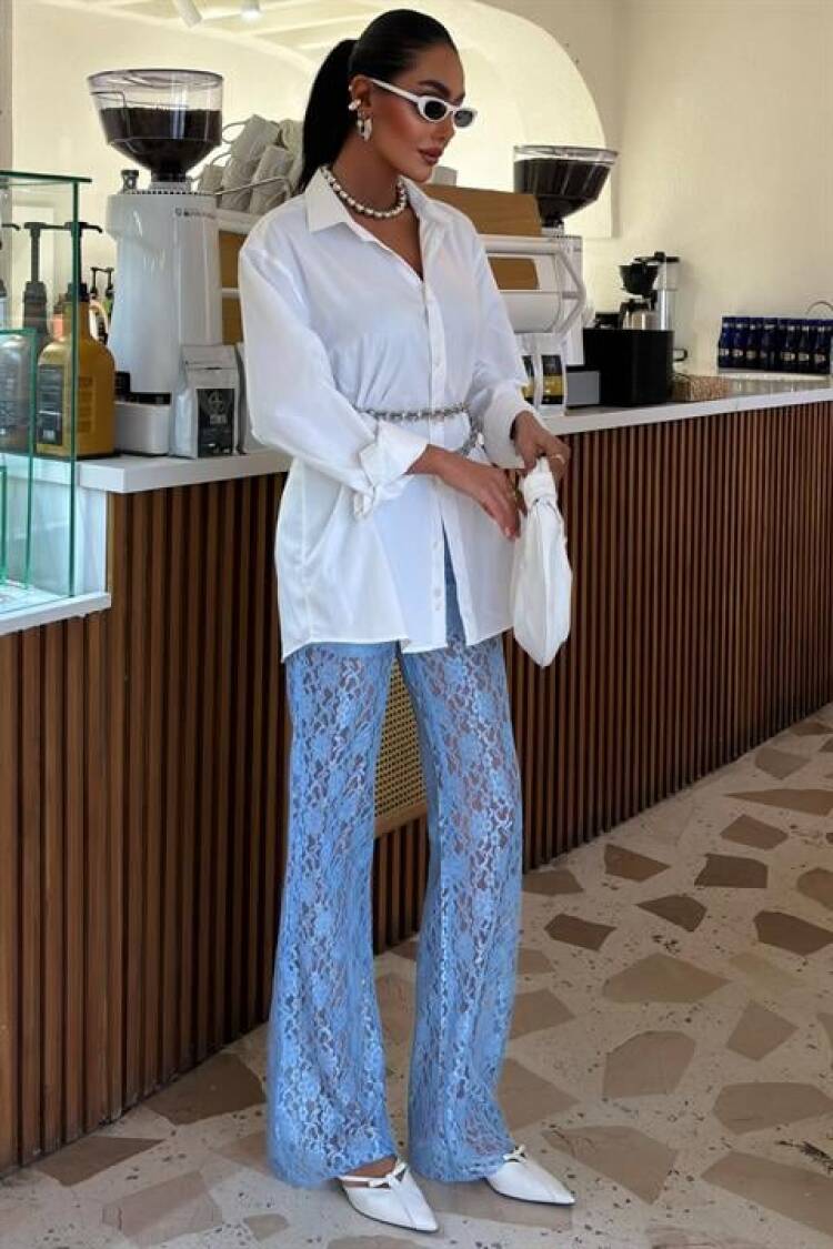 Lace Trousers With Inner Lining - Sobe Istanbul - Globality Store - Women Clothes Wholesale Turkey