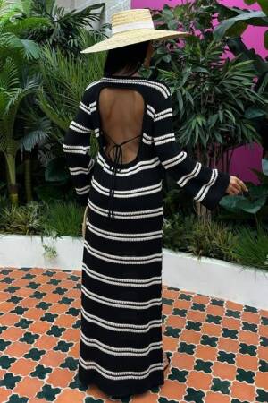 Spanish Sleeve Knitwear Dress With Back Neckline - Sobe Istanbul - Globality Store - Women Clothes Wholesale Turkey