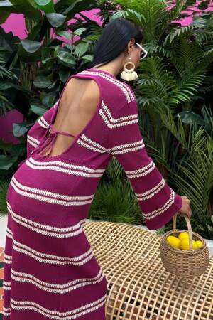 Spanish Sleeve Knitwear Dress With Back Neckline - Sobe Istanbul - Globality Store - Women Clothes Wholesale Turkey