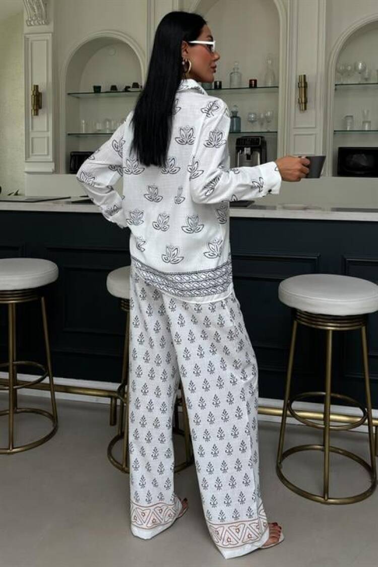 Ethnic Pattern Double Linen Suit