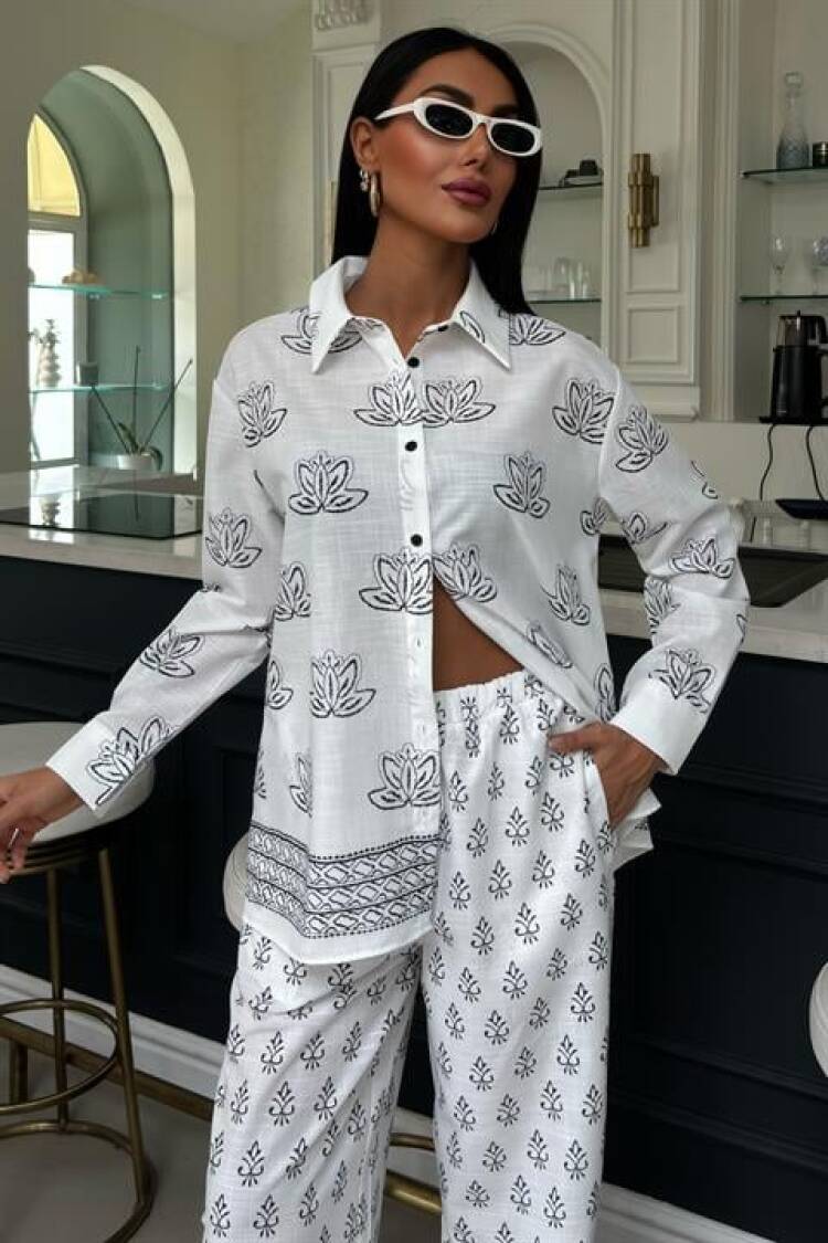 Ethnic Pattern Double Linen Suit