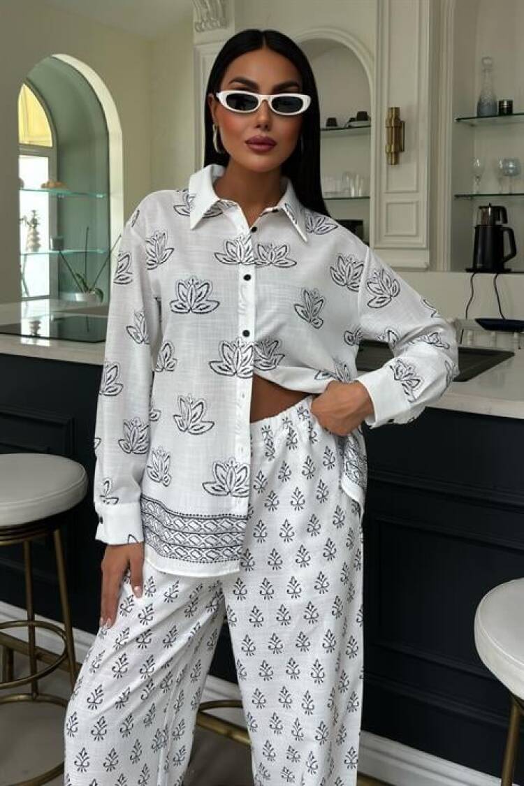 Ethnic Pattern Double Linen Suit