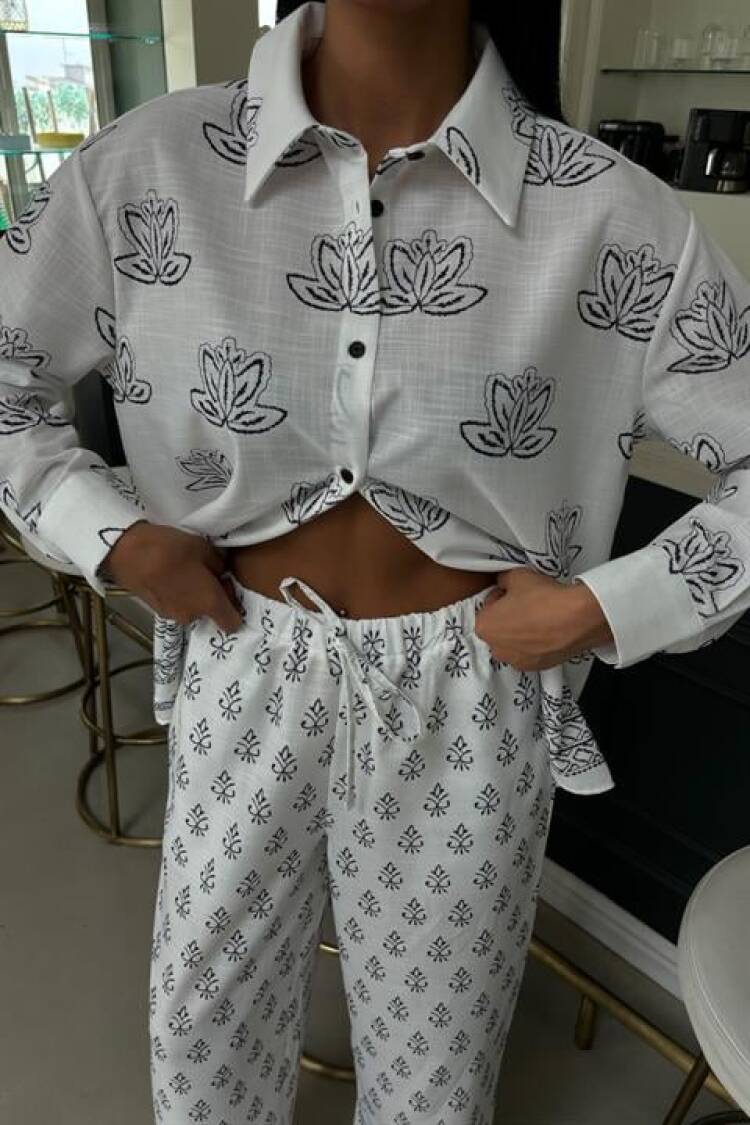Ethnic Pattern Double Linen Suit