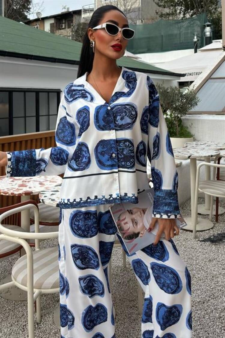 Patterned Satin Suit - Multicolor