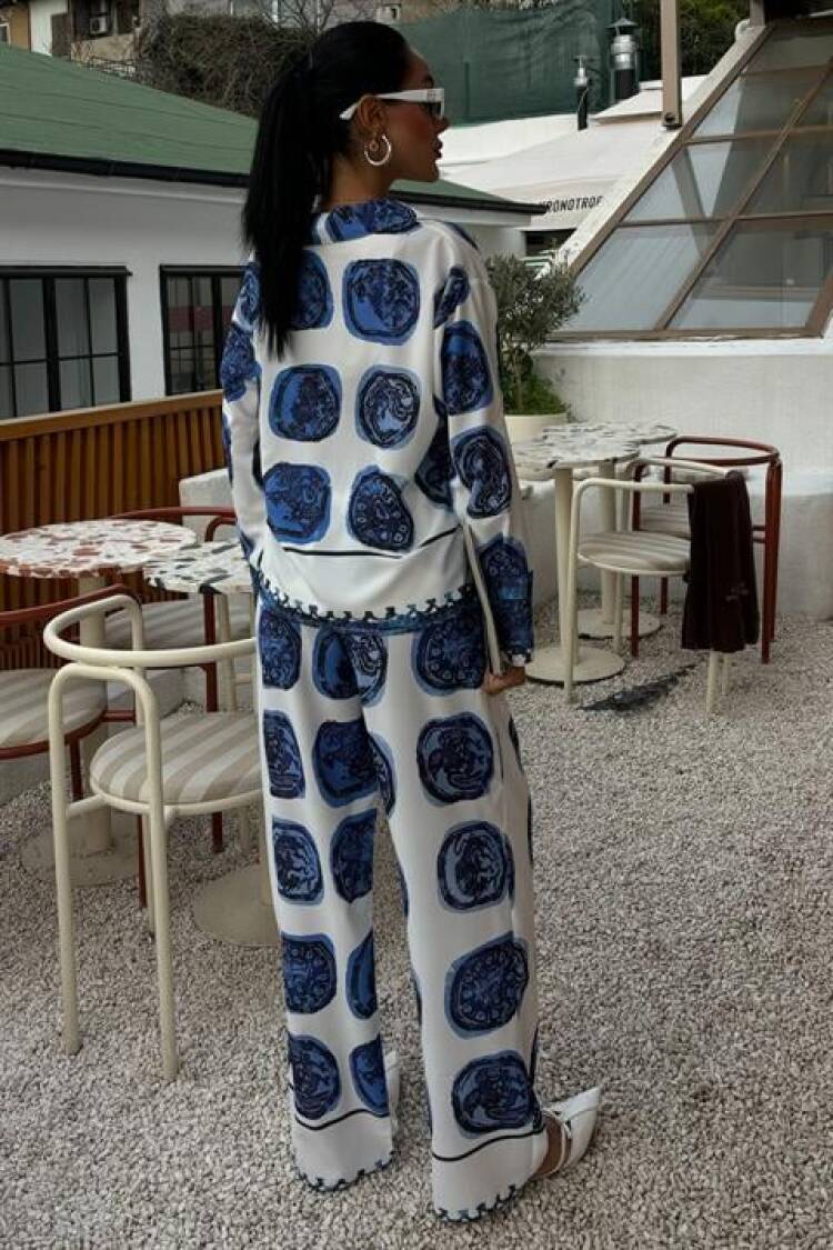 Patterned Satin Suit - Multicolor