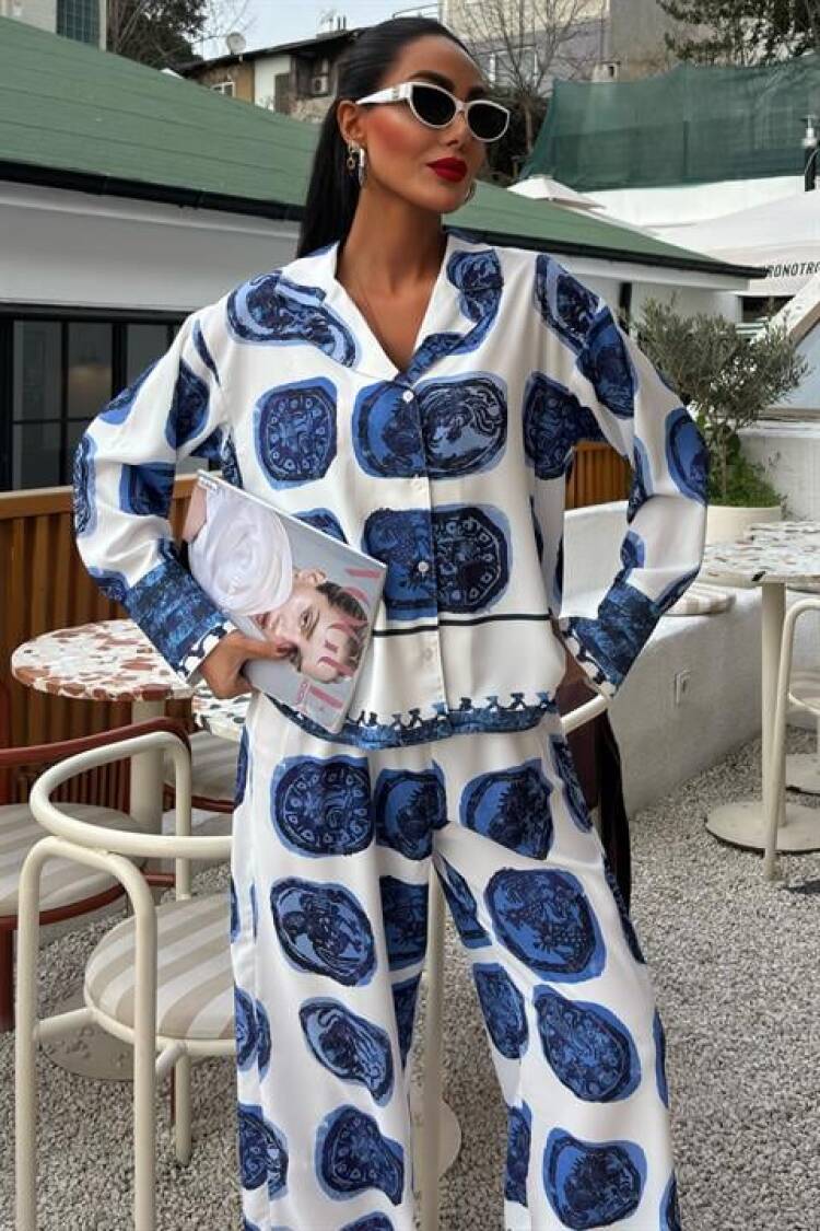 Patterned Satin Suit - Multicolor