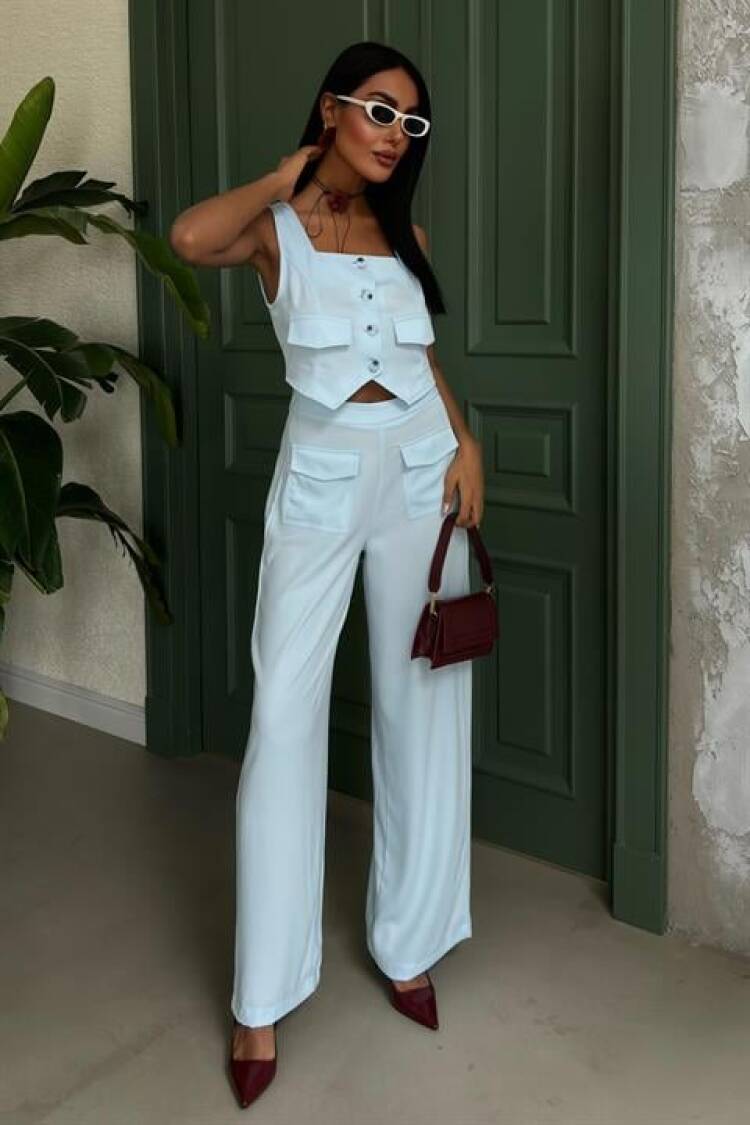 Square Collar Pocket Detailed Suit - Baby - Sobe Istanbul - Globality Store - Women Clothes Wholesale Turkey