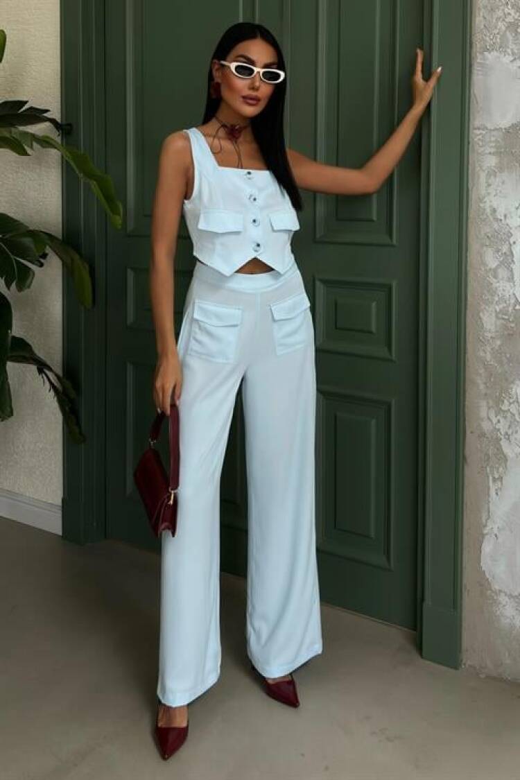 Square Collar Pocket Detailed Suit - Baby