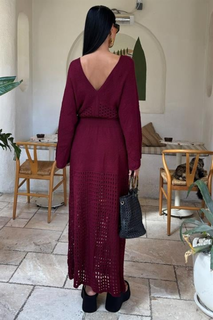 Bat Sleeve Openwork Knitwear Dress