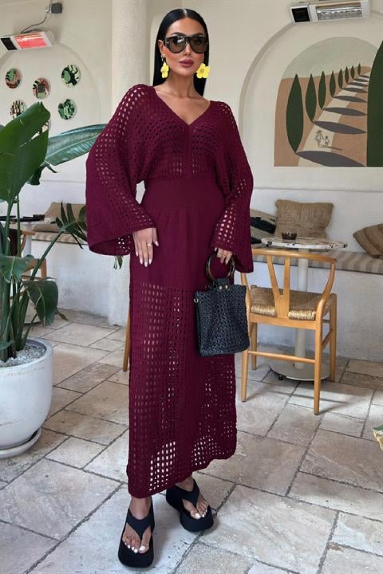 Bat Sleeve Openwork Knitwear Dress - Sobe Istanbul - Globality Store - Women Clothes Wholesale Turkey