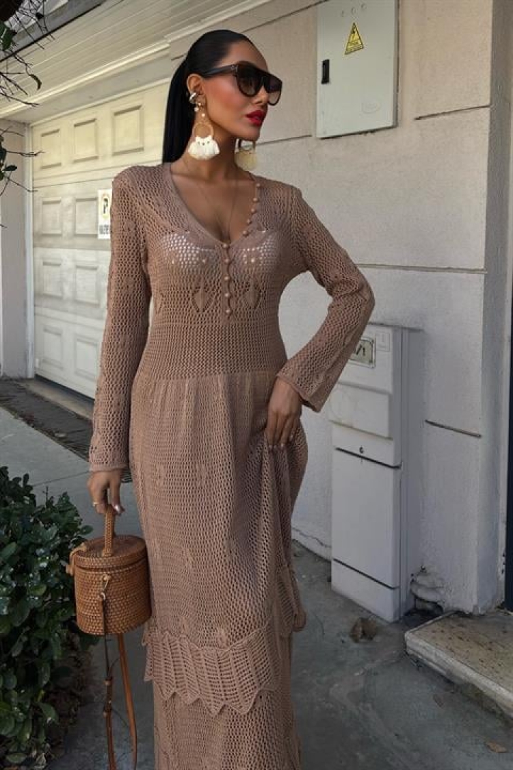 Ethnic Dress With Button Detail And Floor Skirt