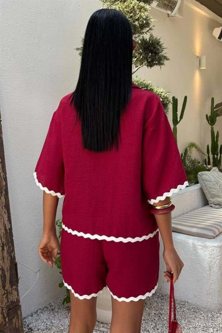 Biye Detailed Shorts Linen Suit