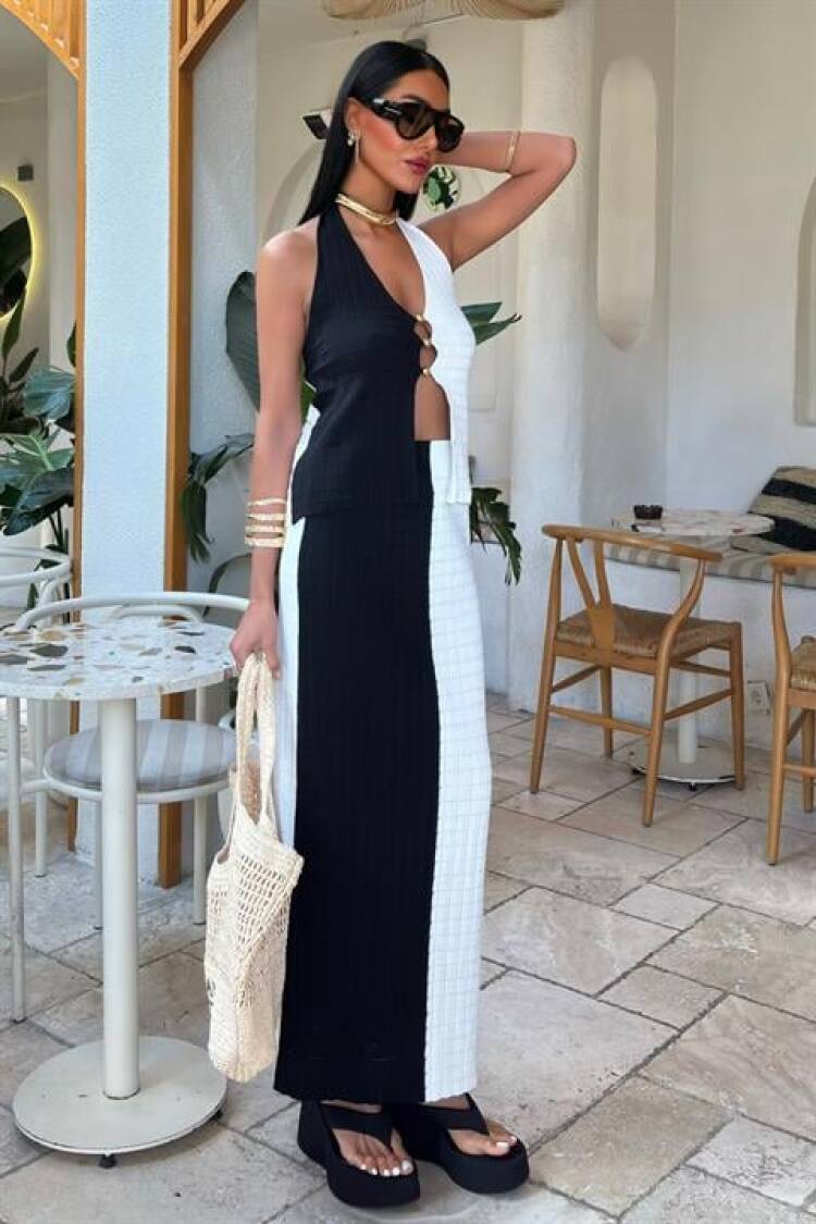 Bead Closure Textured Fabric Premium Suit - Sobe Istanbul - Globality Store - Women Clothes Wholesale Turkey