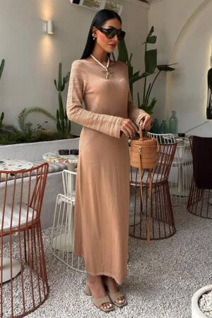 Openwork Detailed Crew Neck Sweater Dress - Sobe Istanbul - Globality Store - Women Clothes Wholesale Turkey