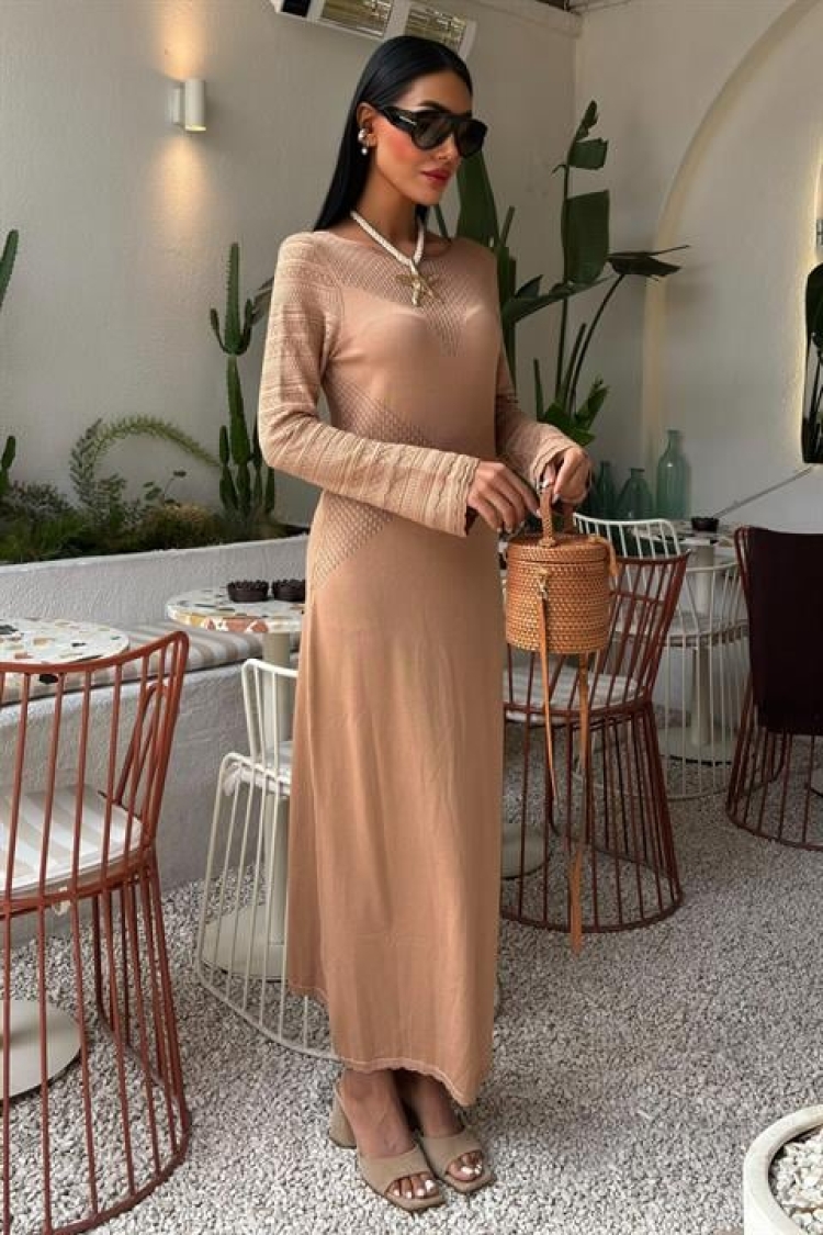 Openwork Detailed Crew Neck Sweater Dress - Sobe Istanbul - Globality Store - Women Clothes Wholesale Turkey