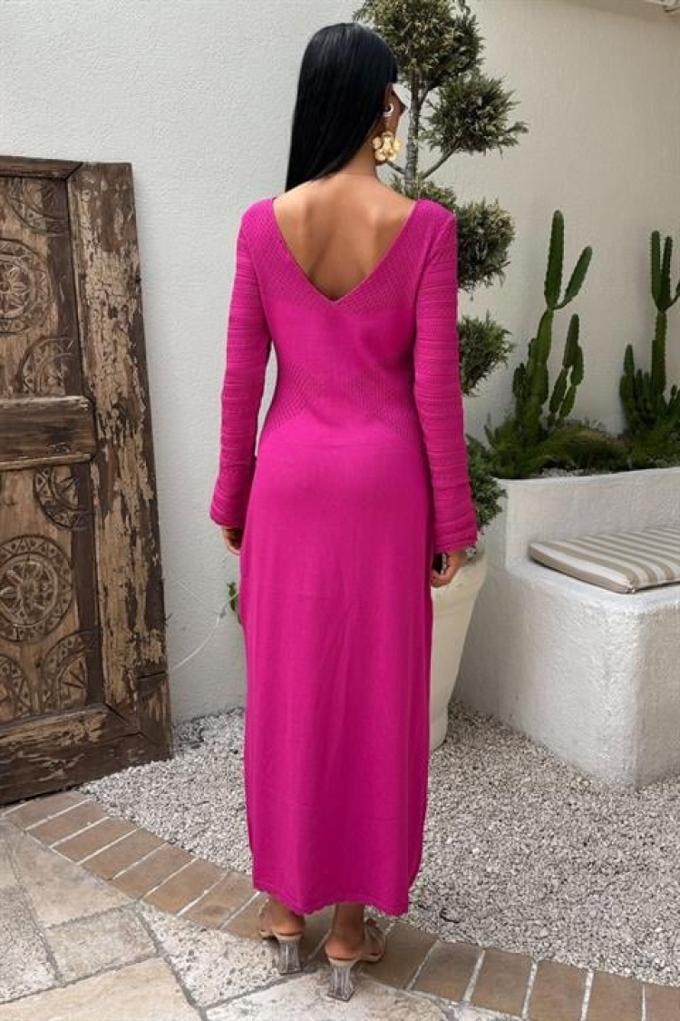 Openwork Detailed Crew Neck Knitwear Dress
