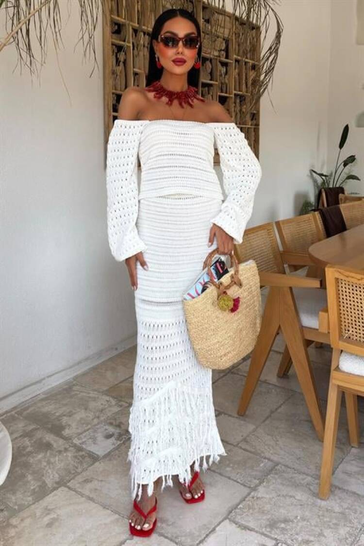 Watermelon Sleeve Ethnic Knitwear Set - Sobe Istanbul - Globality Store - Women Clothes Wholesale Turkey