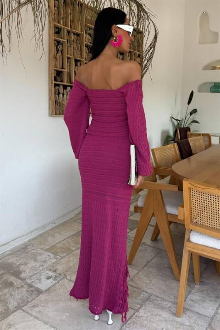 Watermelon Sleeve Ethnic Knitwear Suit - Purple