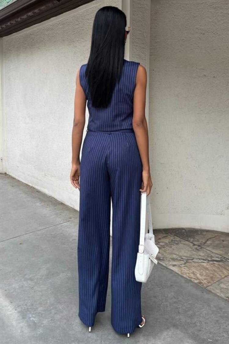 Vest Cross Detail Button Pocket Vest Suit