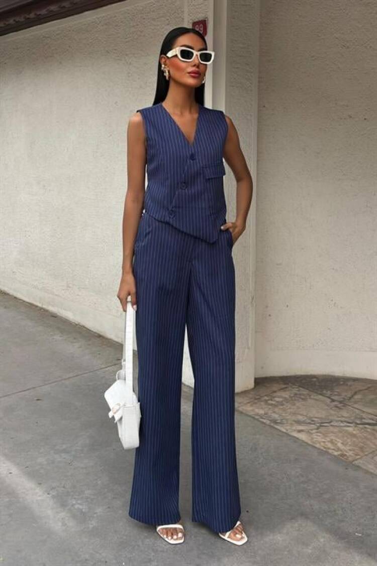 Vest Cross Detail Button Pocket Vest Suit - Sobe Istanbul - Globality Store - Women Clothes Wholesale Turkey
