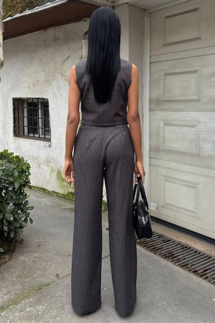 Vest Cross Detail Button Pocket Vest Suit