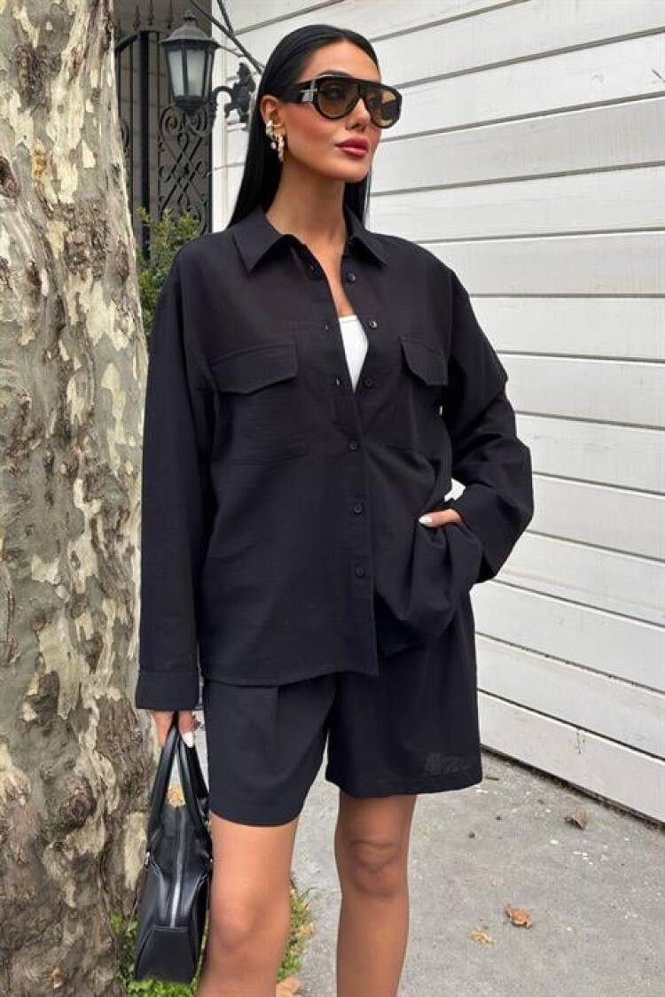 Shirt And Shorts Flame Linen Set