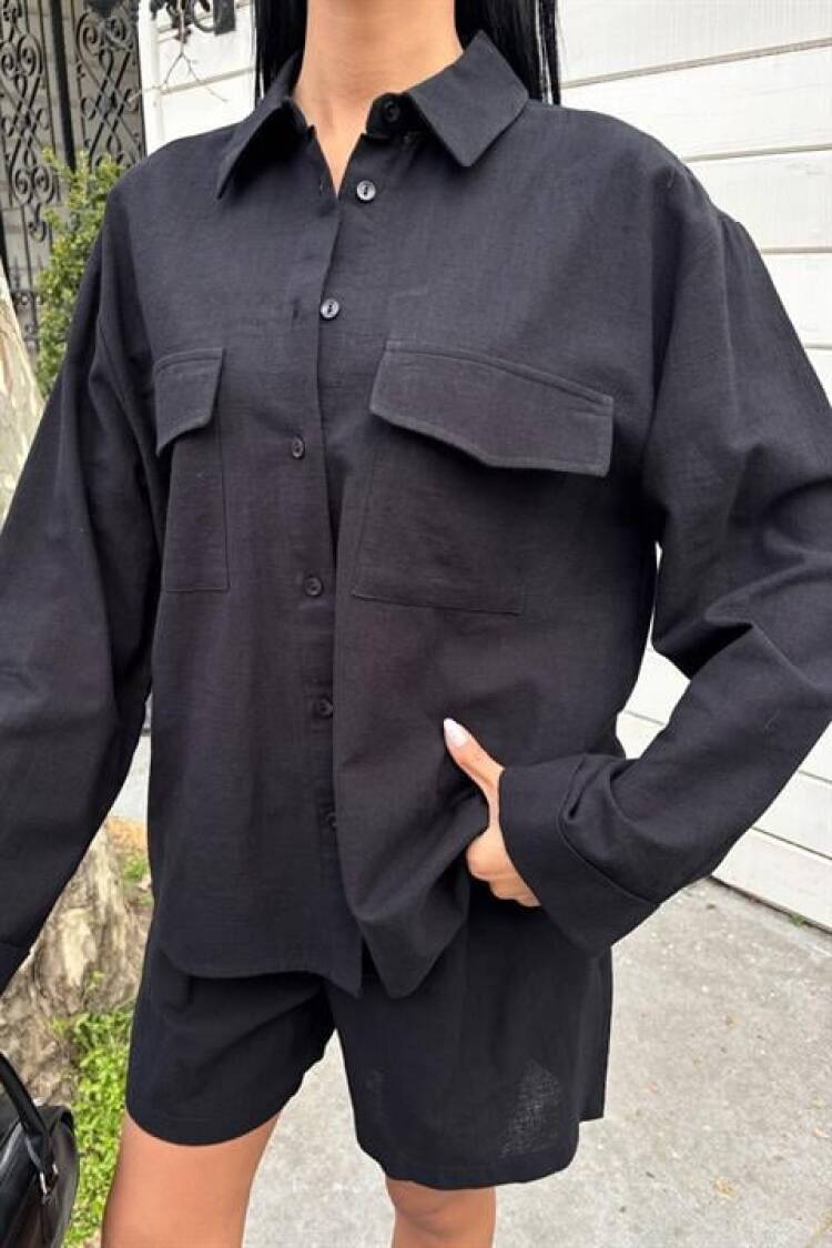 Shirt And Shorts Flame Linen Set