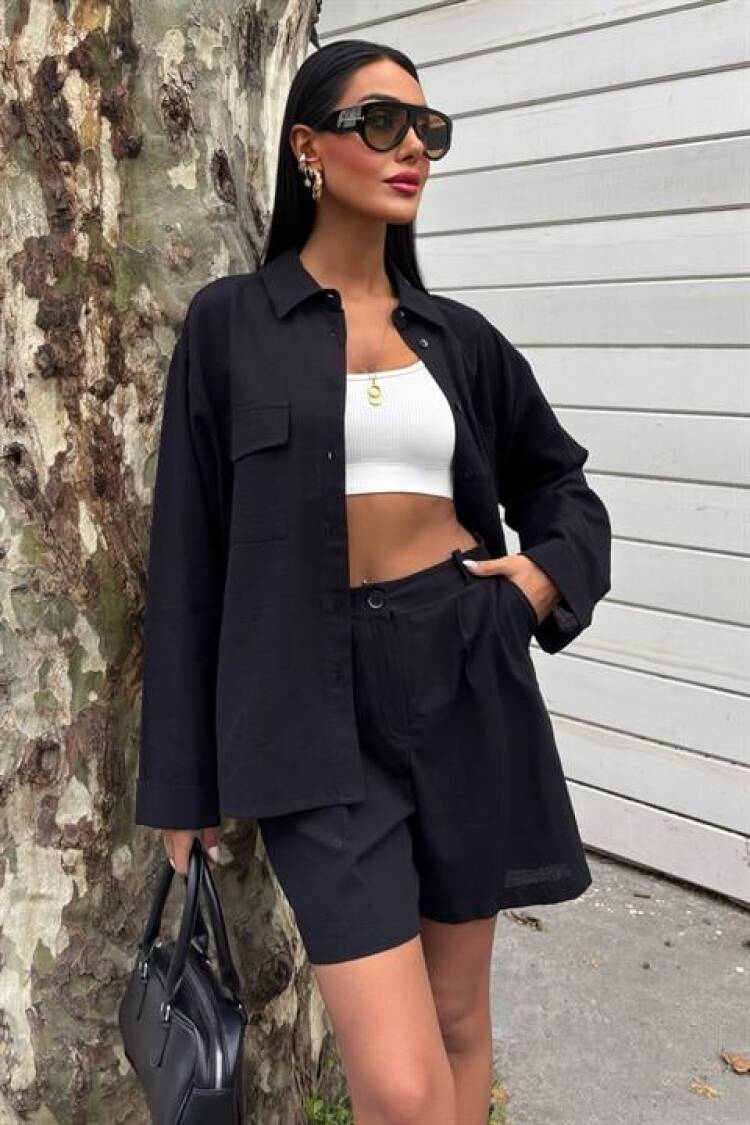 Shirt And Shorts Flame Linen Set