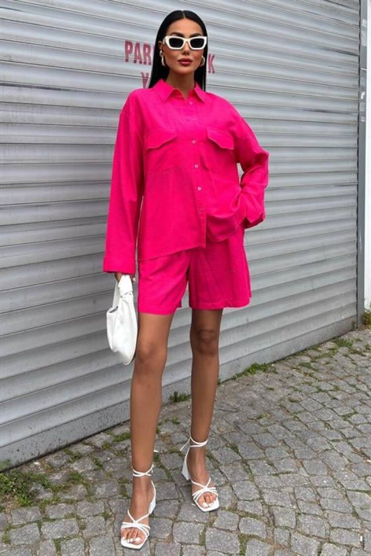Shirt And Shorts Flame Linen Suit