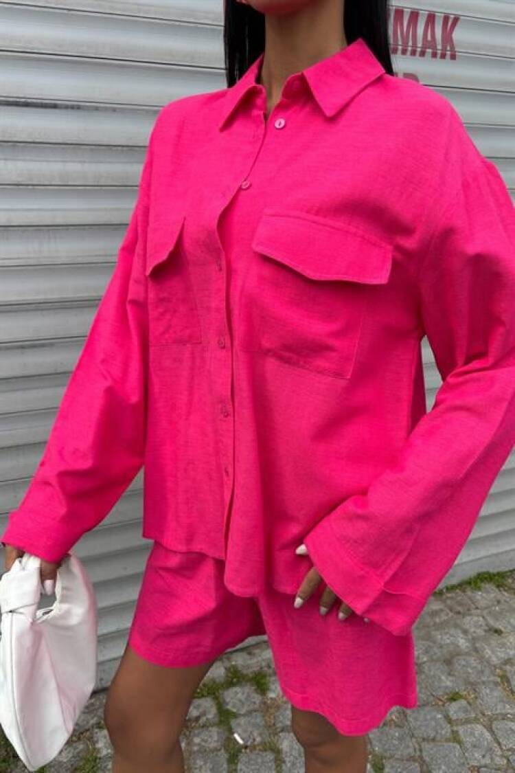 Shirt And Shorts Flame Linen Suit