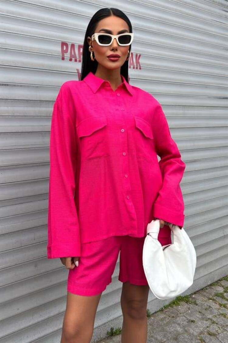 Shirt And Shorts Flame Linen Suit