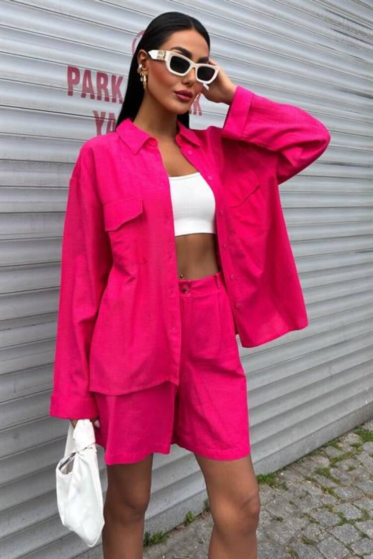 Shirt And Shorts Flame Linen Suit