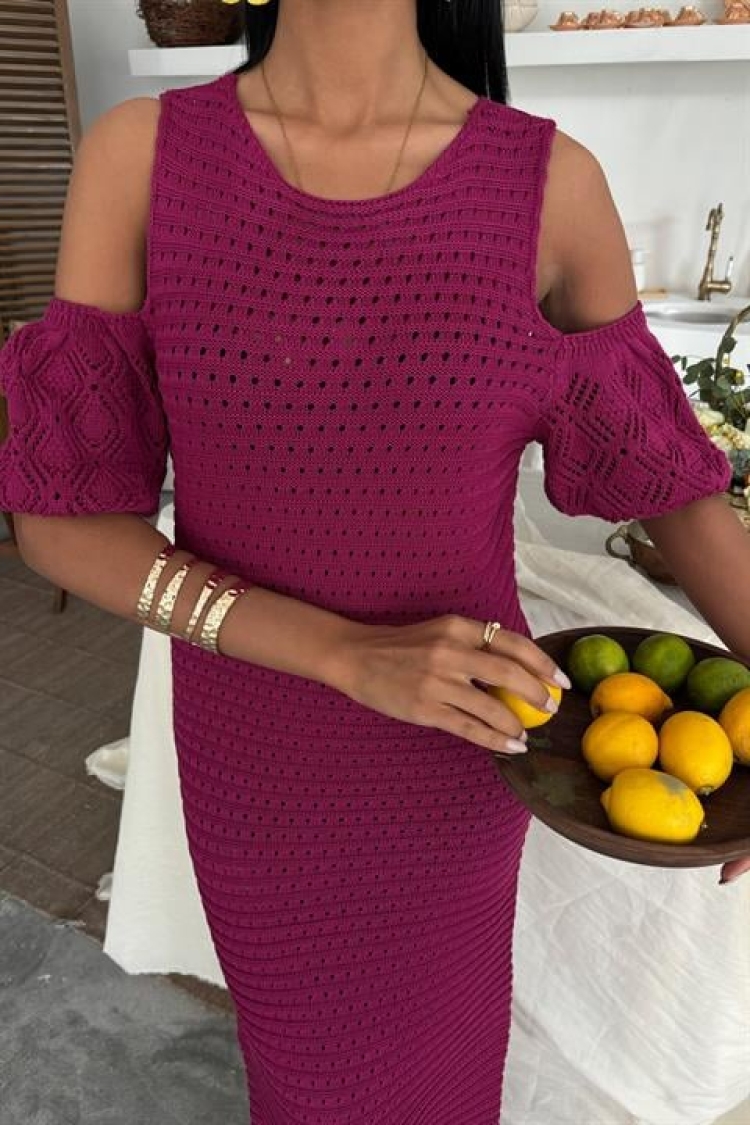 Shoulder Detailed Skirt Ruffle Sweater Dress