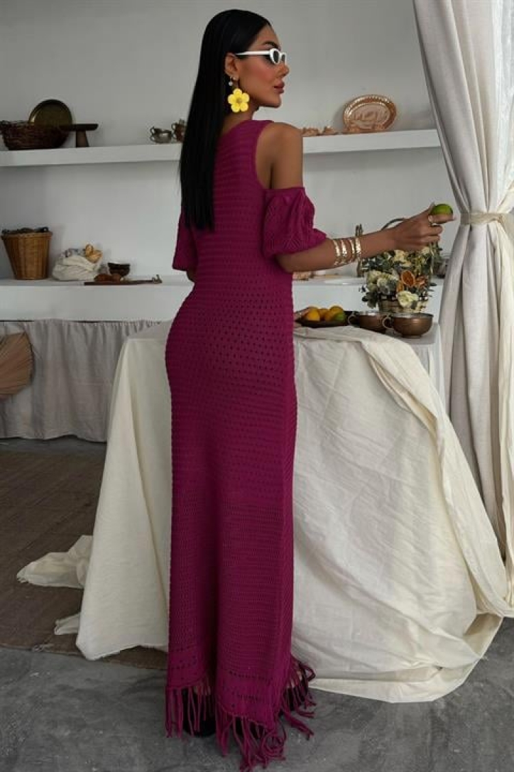 Shoulder Detailed Skirt Ruffle Sweater Dress